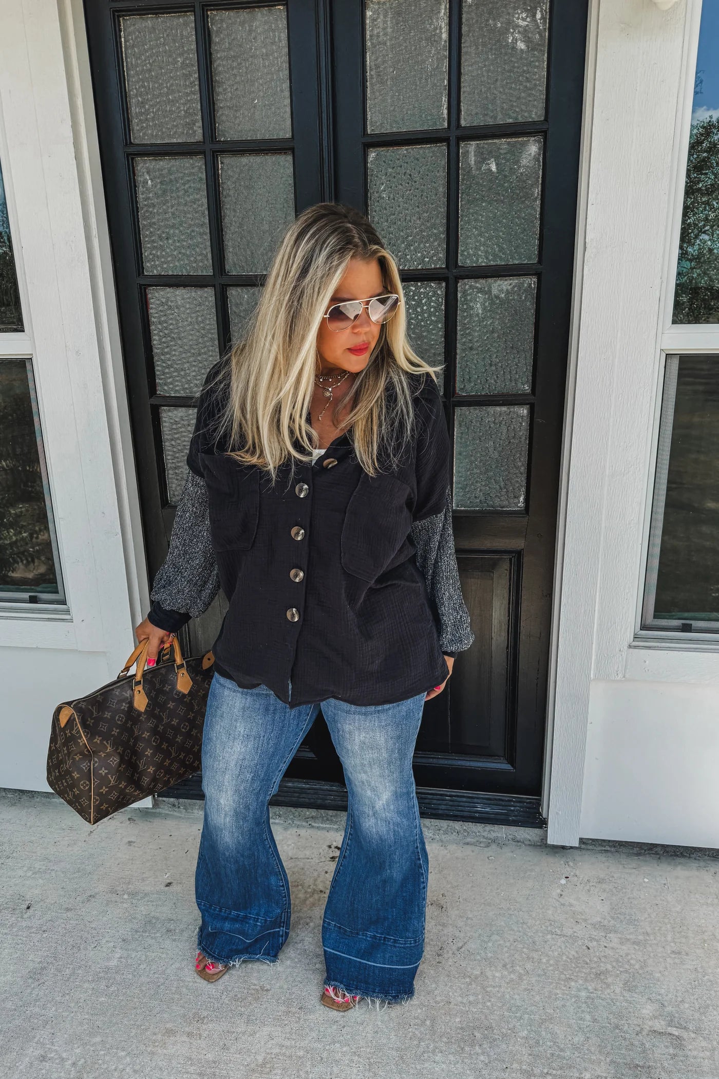 IN THE MOMENT KNIT SLEEVE TOP