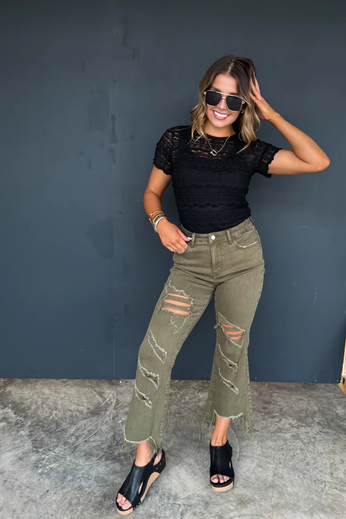 BLACK ROSALIE LACE TOP