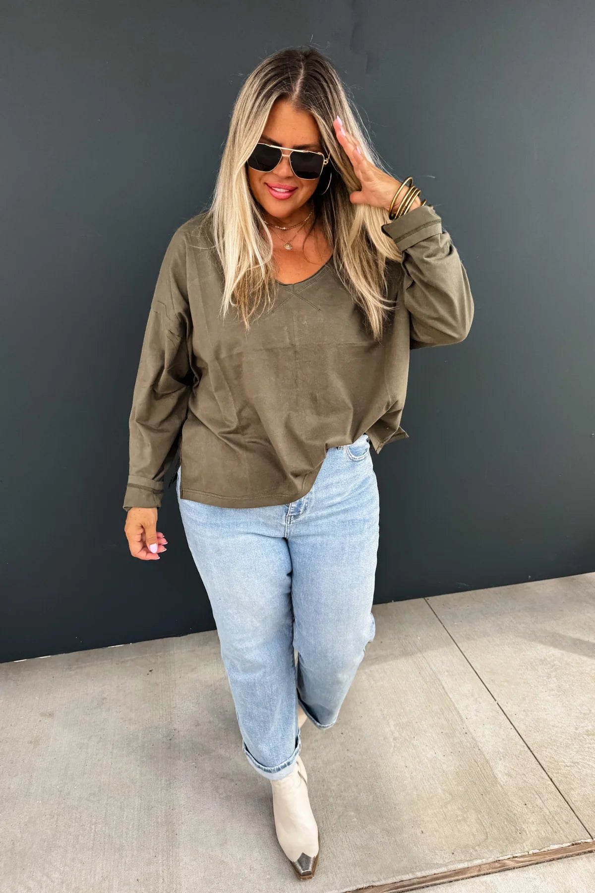 PARKER BASIC OLIVE WASHED TEE