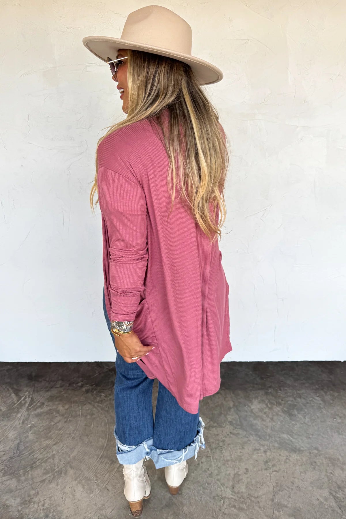 MAUVE FALL SIERRA RIBBED CARDIGANS