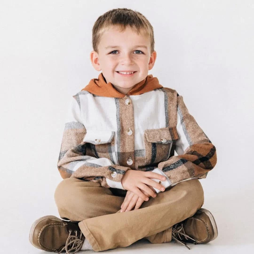 Hooded Brown & Gray Flannel Jacket