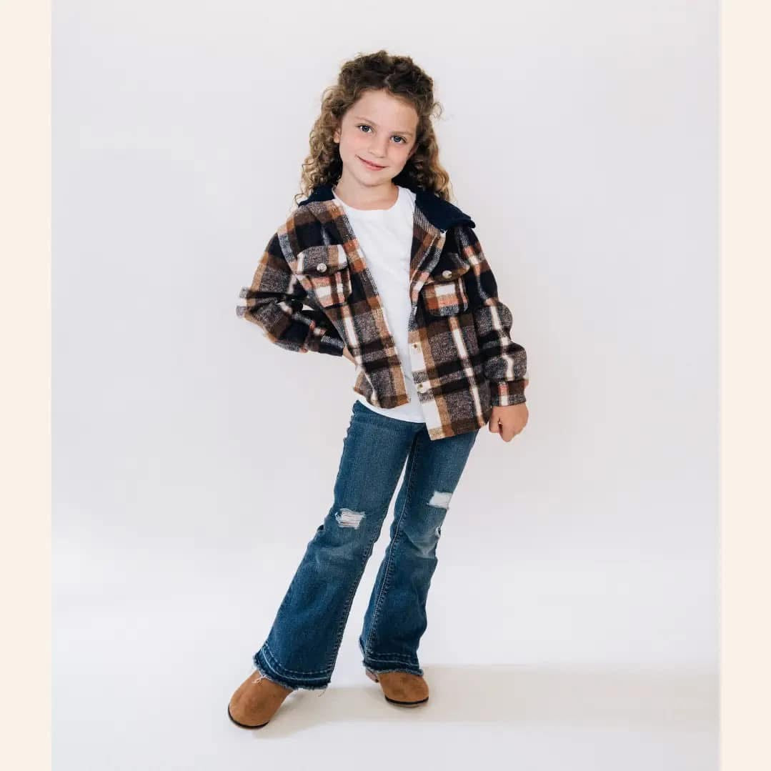 Navy Copper Plaid Flannel