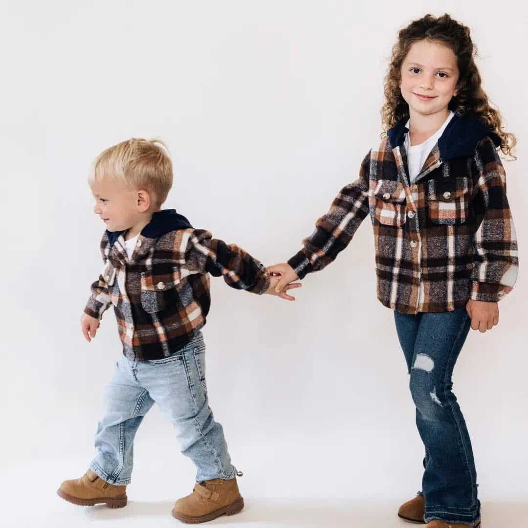 Navy Copper Plaid Flannel