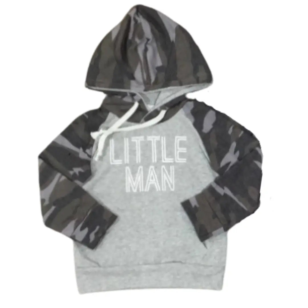 Little Man Gray Camo Hoodie, Boy's Hooded Sweatshirt