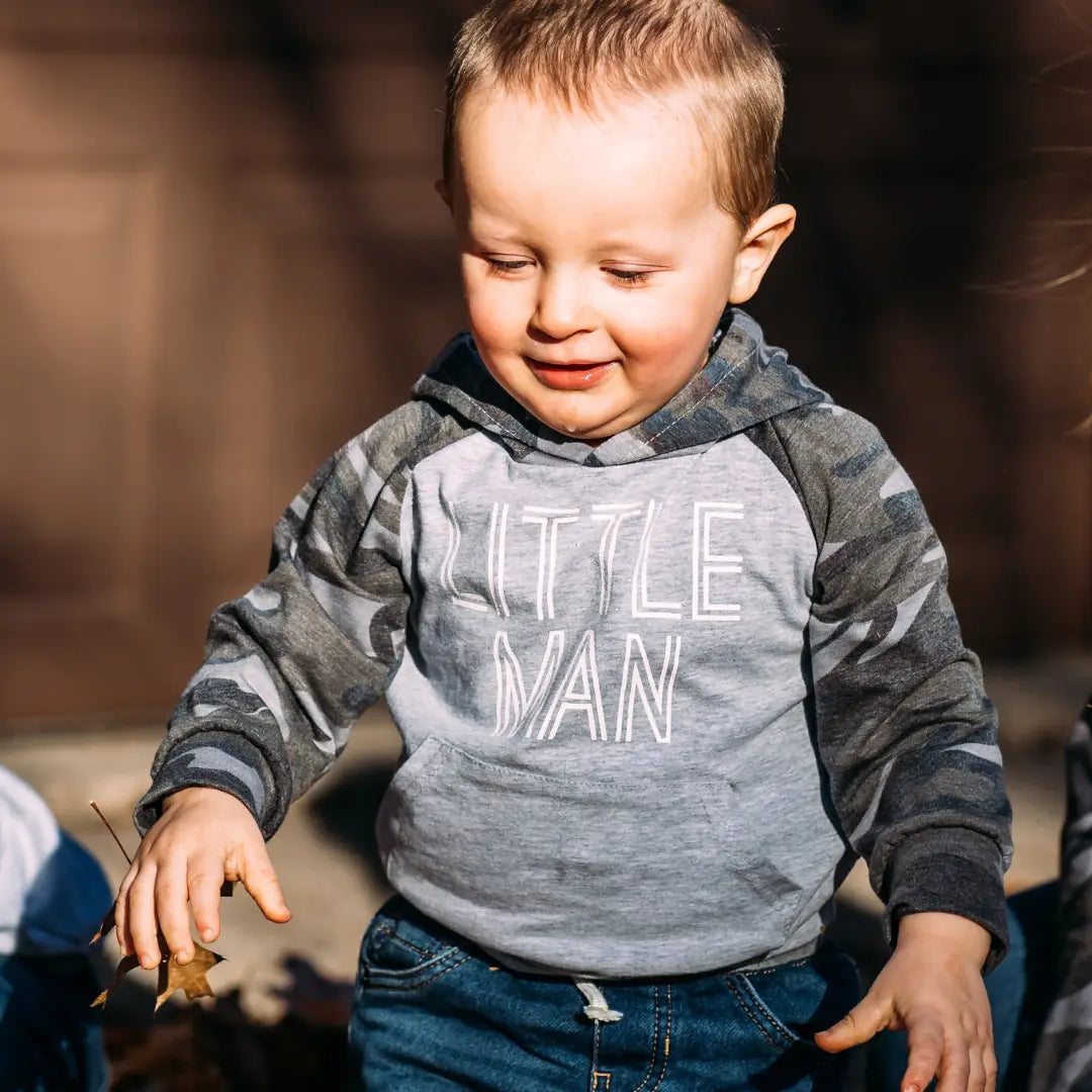 Little Man Gray Camo Hoodie, Boy's Hooded Sweatshirt