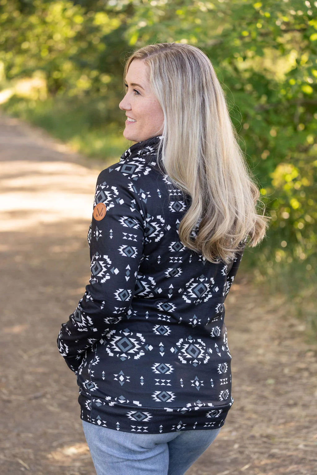 Black Geometric Soft Funnel Neck