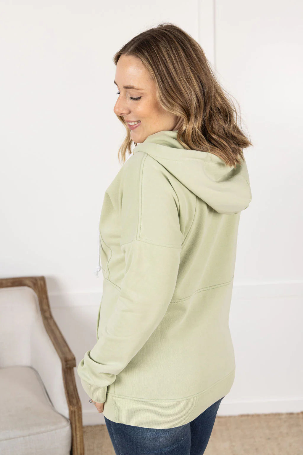 Vintage Wash HalfZip Hoodie - Tea Green