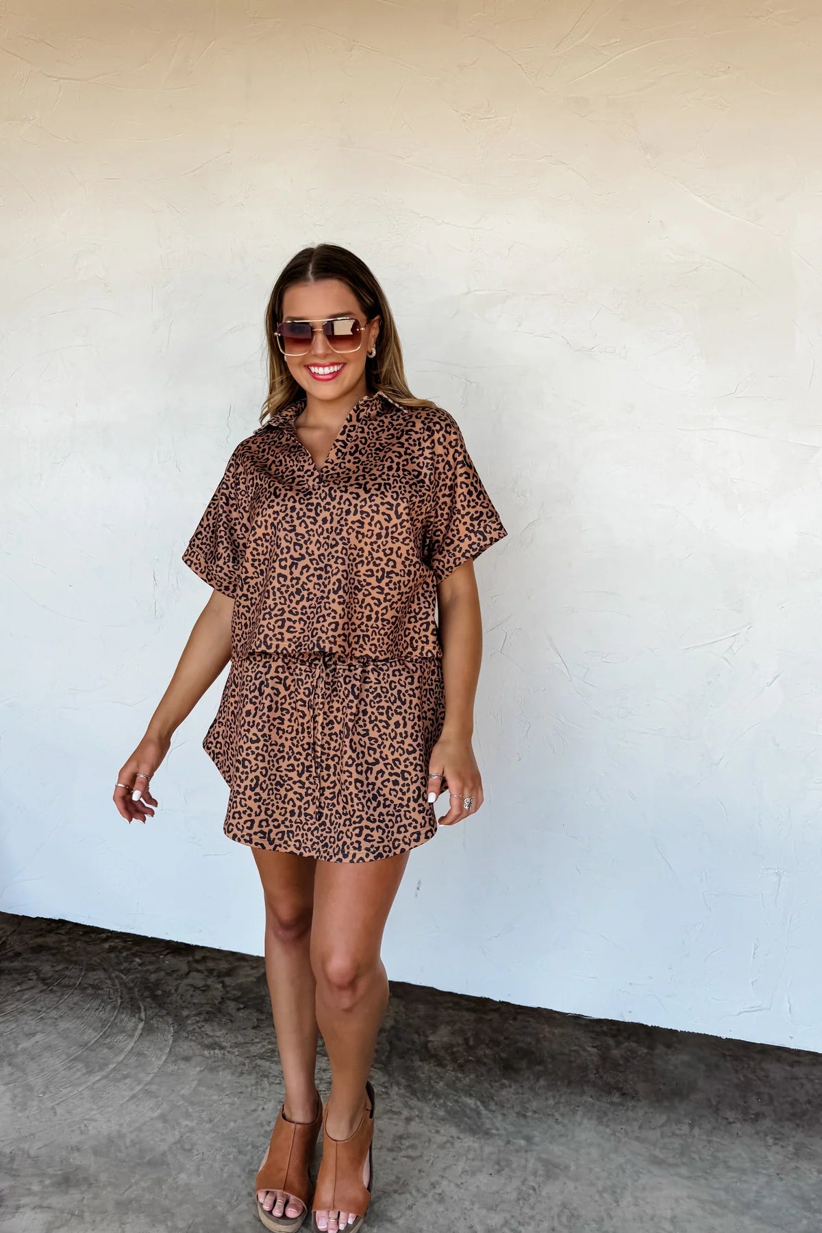 BROWN HOT TO SPOT CHEETAH SKORT SET