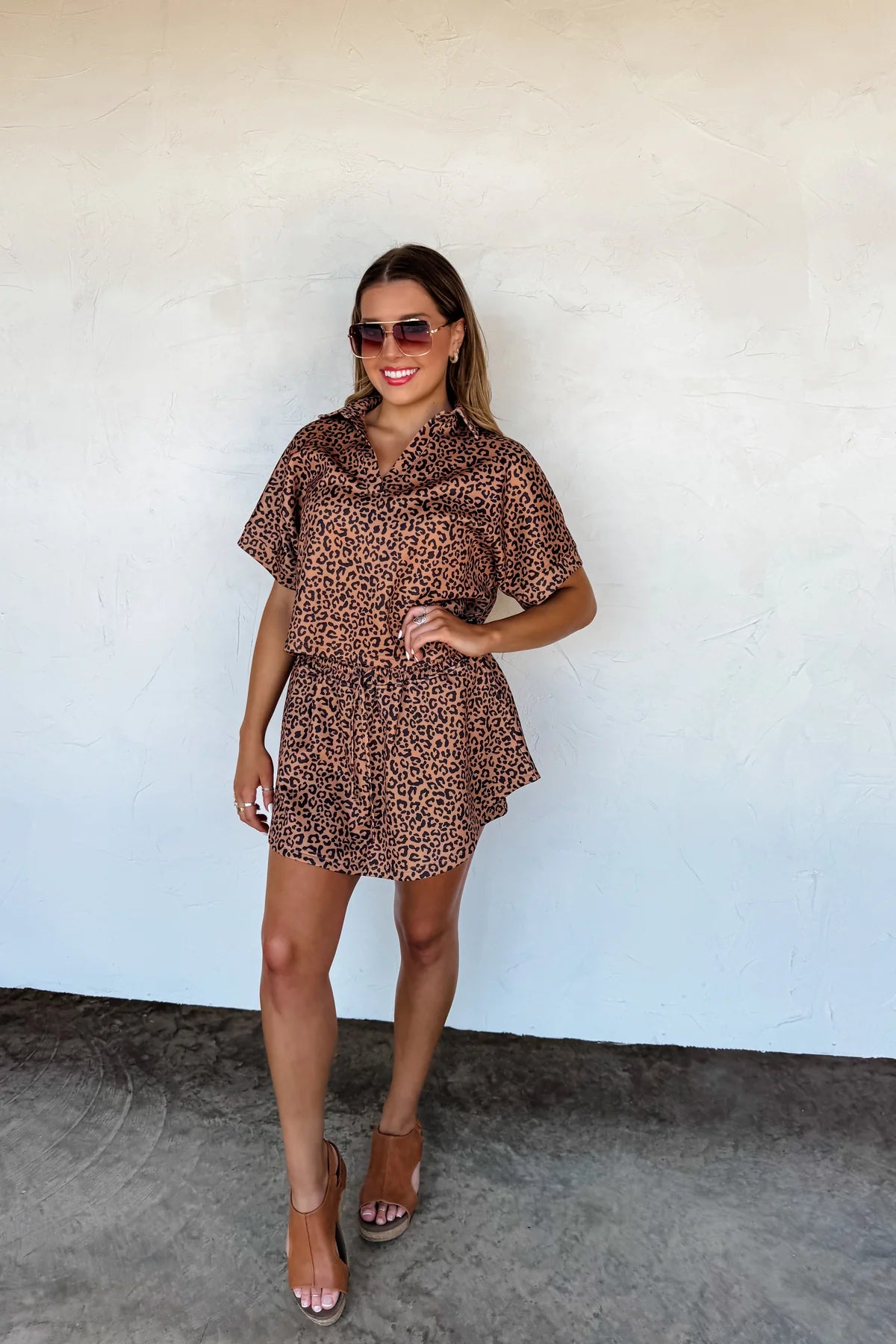 BROWN HOT TO SPOT CHEETAH SKORT SET