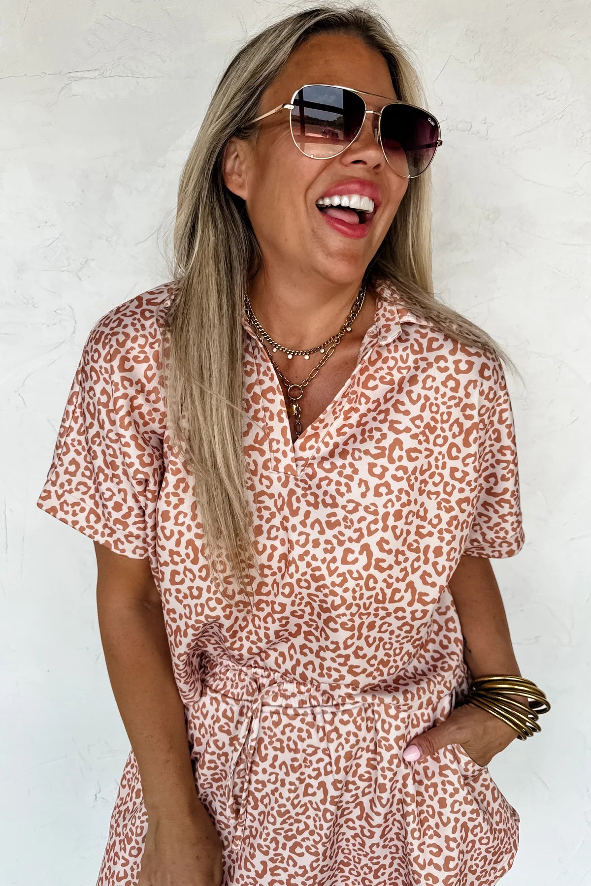 BEIGE HOT TO SPOT CHEETAH SKORT SET