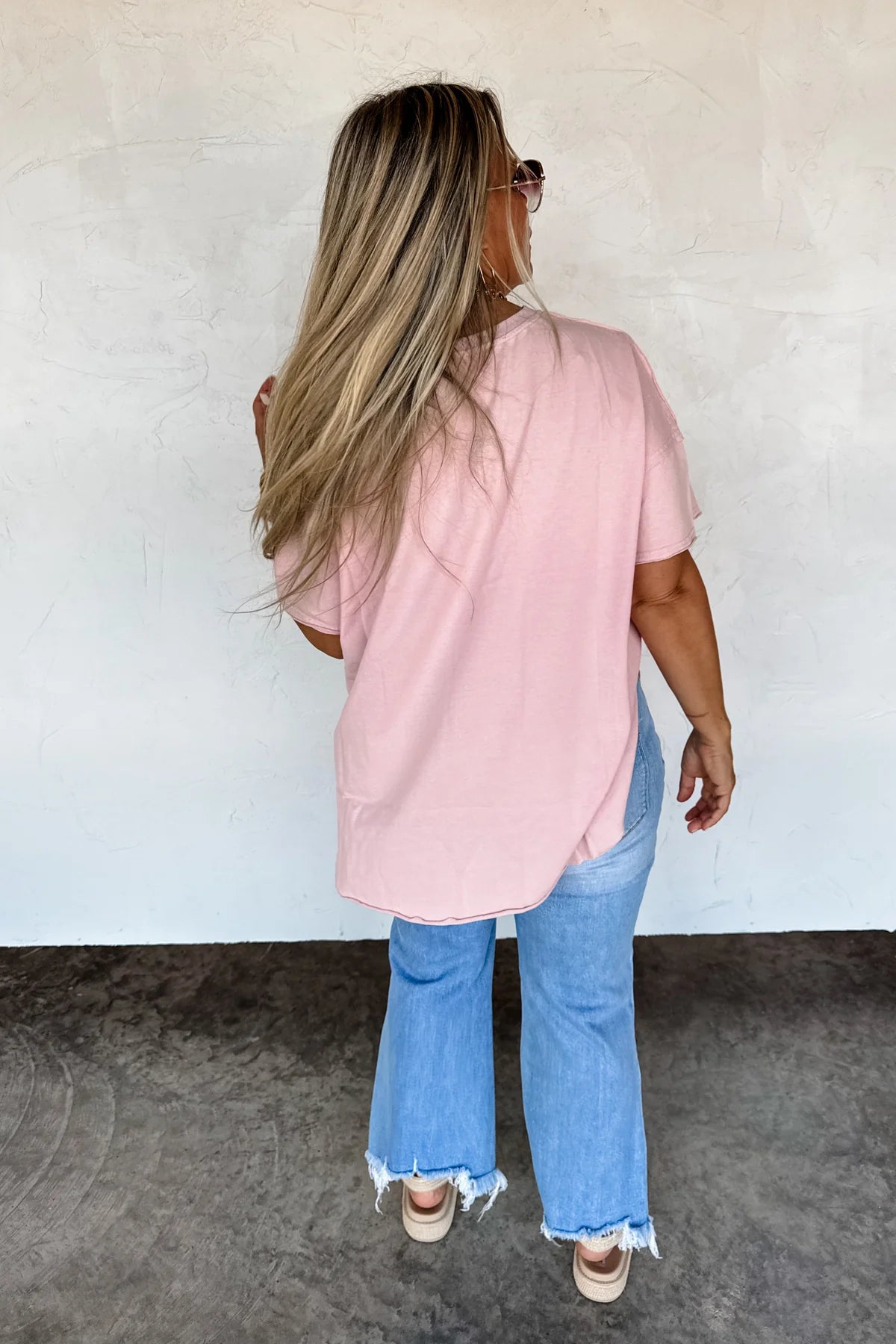 JOEY WASHED COTTON BOYFRIEND TEE PINK