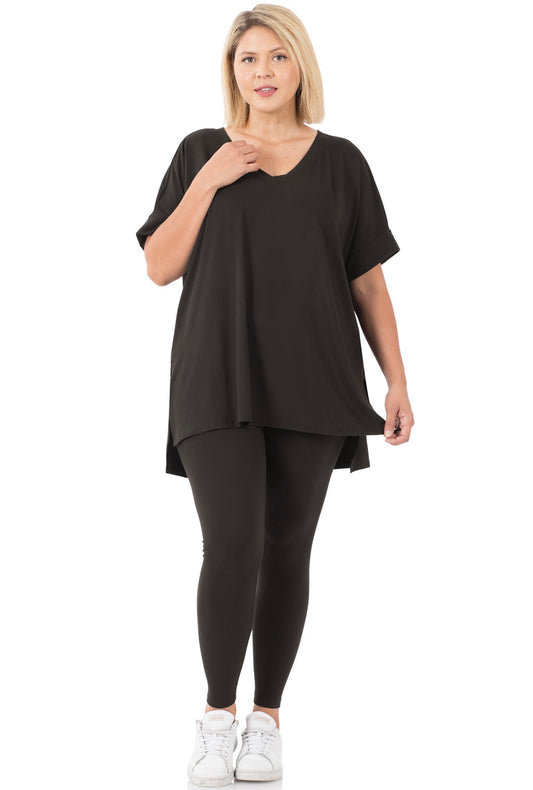 BLACK PLUS BRUSHED LOUNGEWEAR SET