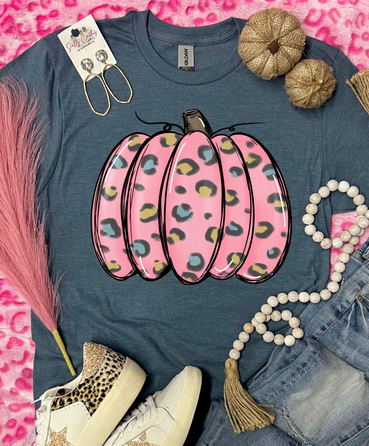 Pink Cheetah Pumpkin Graphic Tee