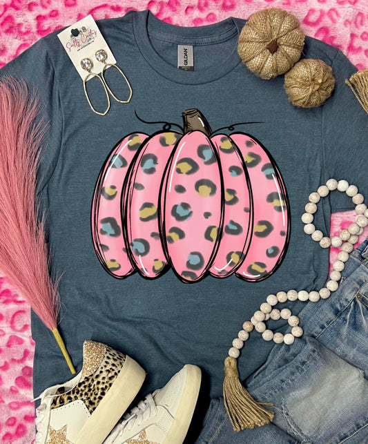 Pink Cheetah Pumpkin Graphic Tee