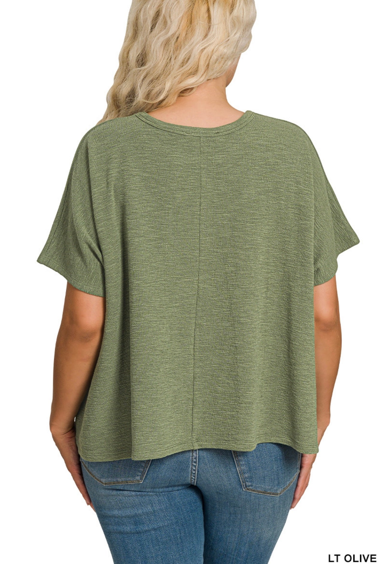 OLIVE SLUB OVERSIZED TEE