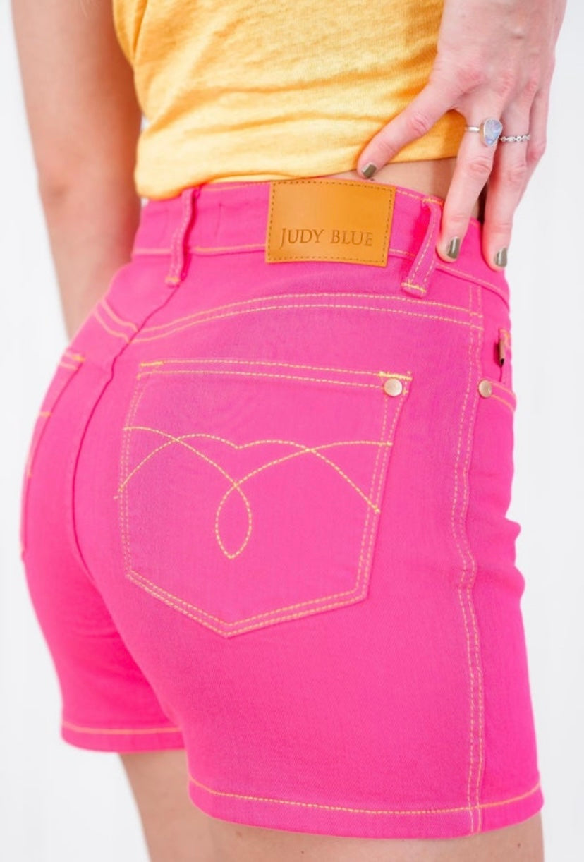 Judy Blue Pretty in Pink Magenta Shorts