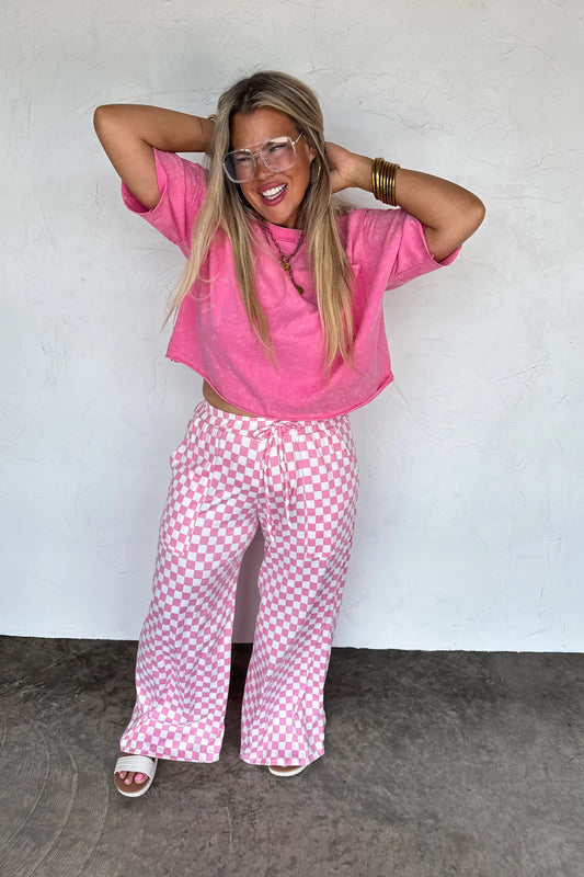 REGAN RAW HEM PINK TEE