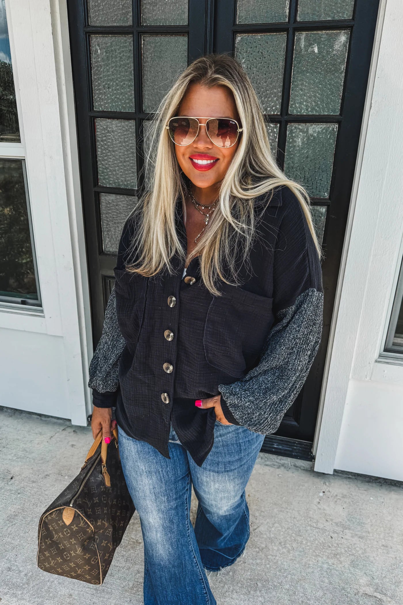 IN THE MOMENT KNIT SLEEVE TOP