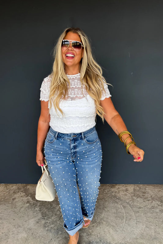 WHITE ROSALIE LACE TOP