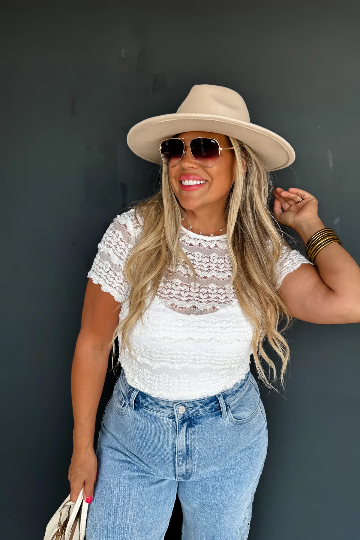 WHITE ROSALIE LACE TOP