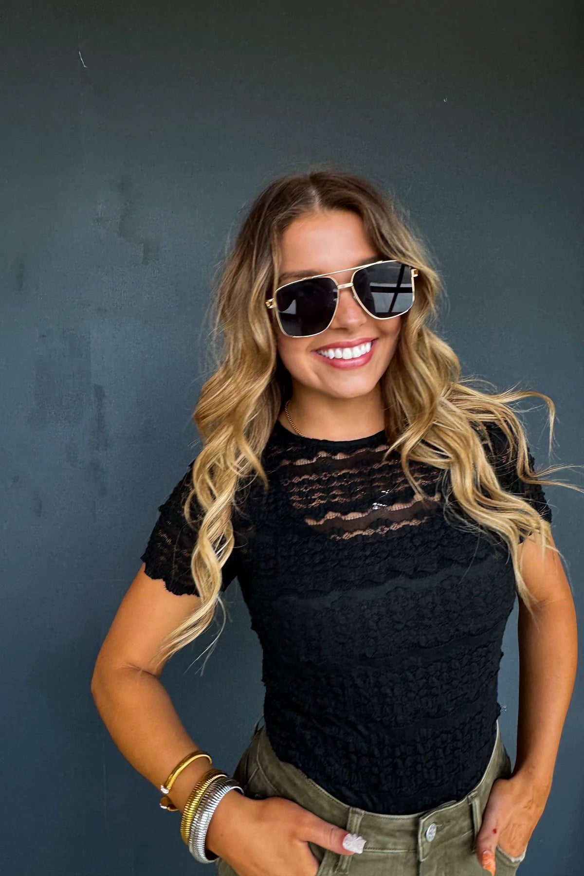 BLACK ROSALIE LACE TOP