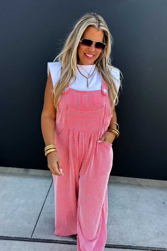 2 Tone Red WINTER KARLI BOHO OVERALLS