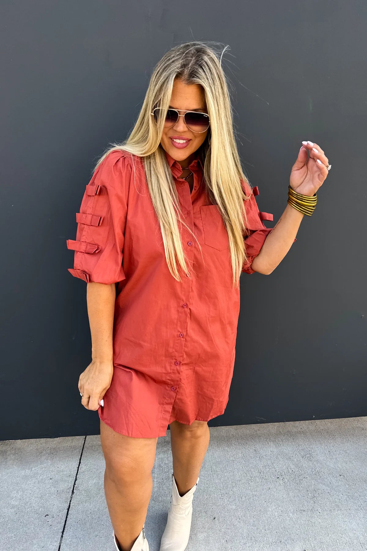 SKYLER BOW SLEEVE DRESS