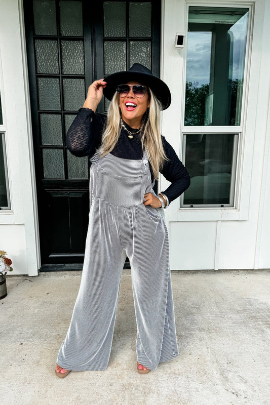 2 TONE BLACK WINTER KARLI BOHO OVERALLS