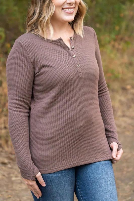 Brown Harper Long Sleeve Henley