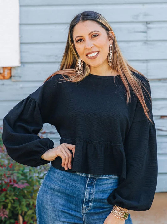 BLACK TIERS TO MY HEART TOP IN BLACK