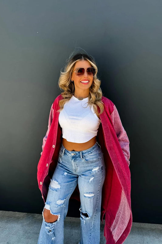 BURGUNDY DESI SWEATSHIRT CARDIGAN