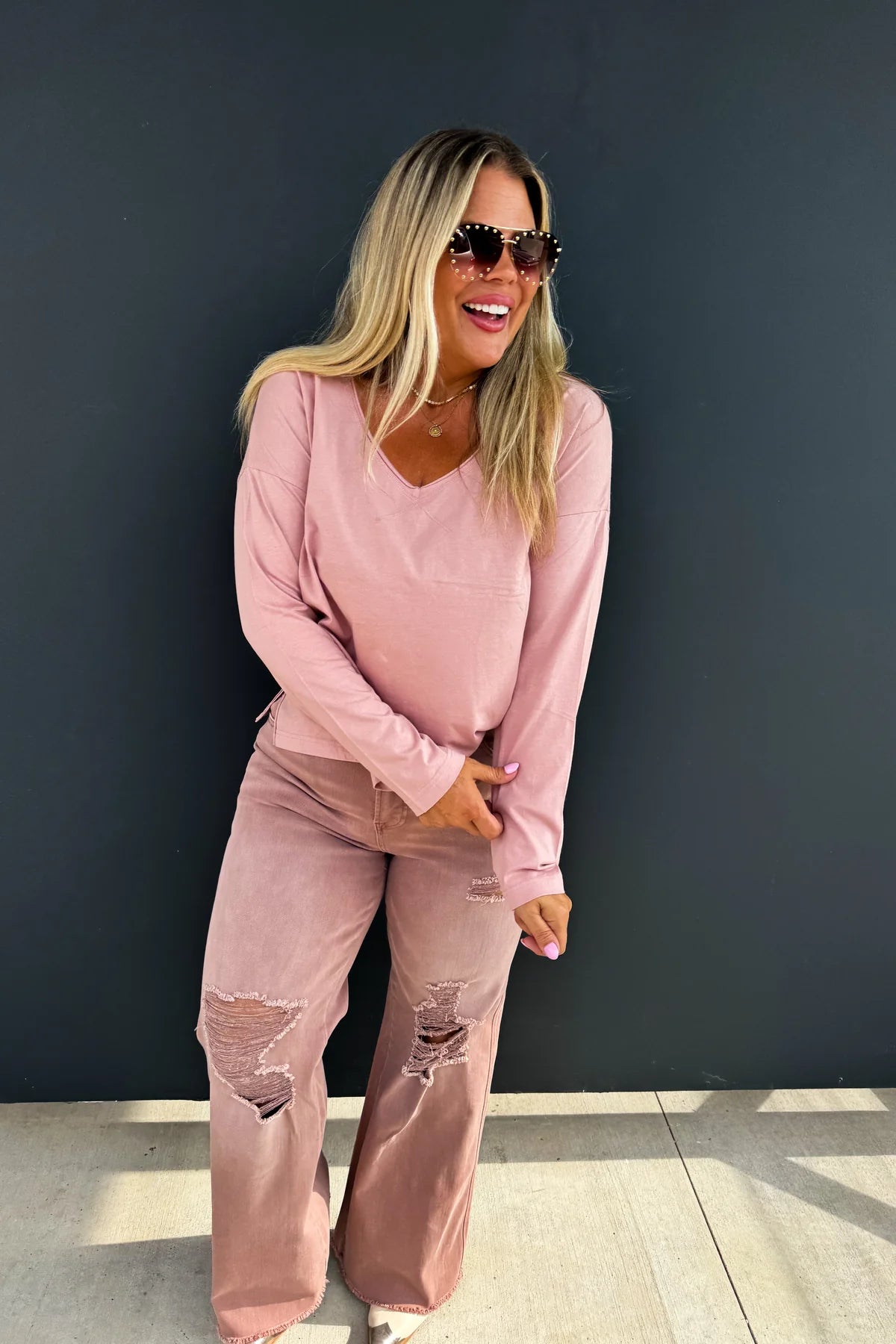 MAUVE PARKER BASIC WASHED TEE