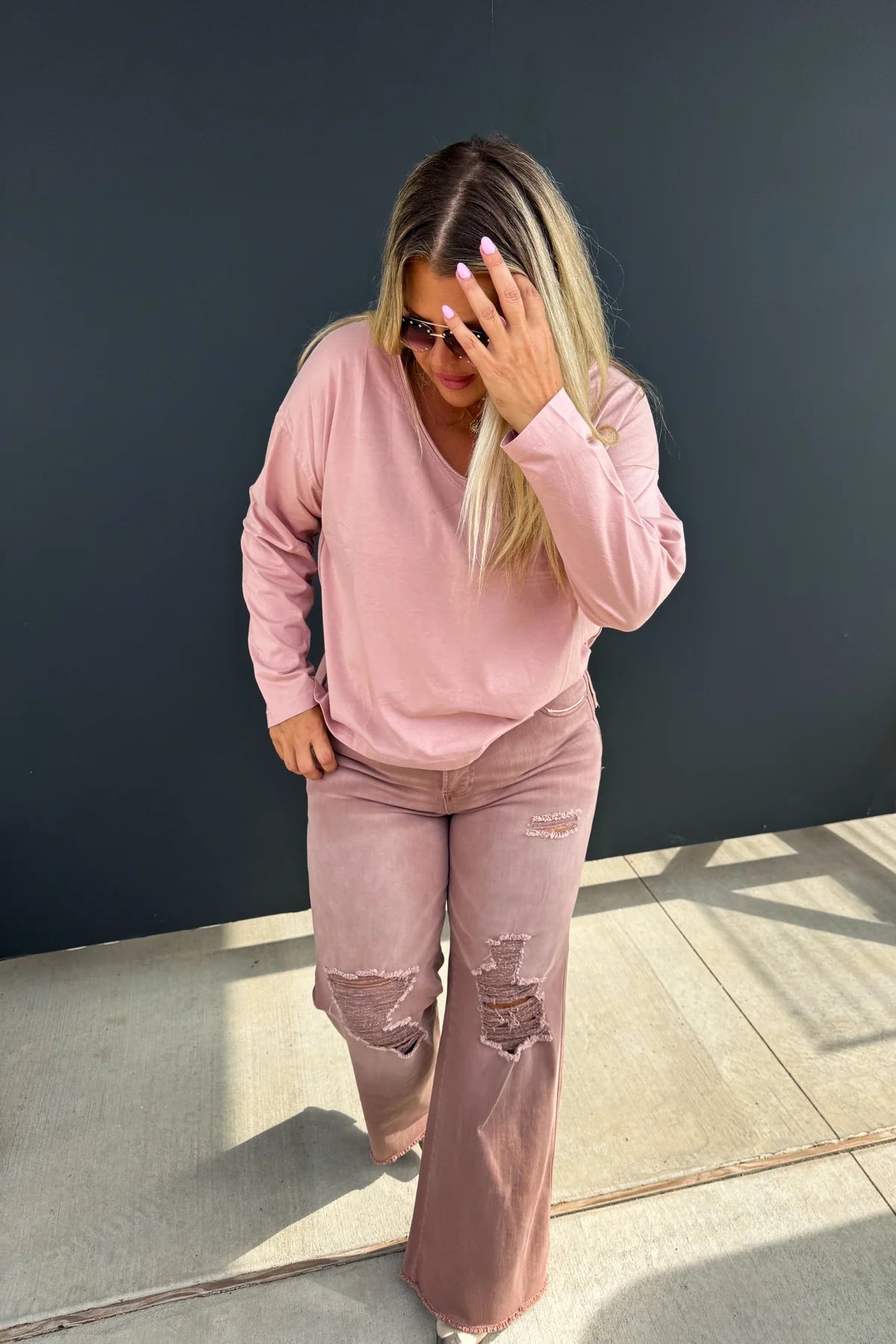 MAUVE PARKER BASIC WASHED TEE