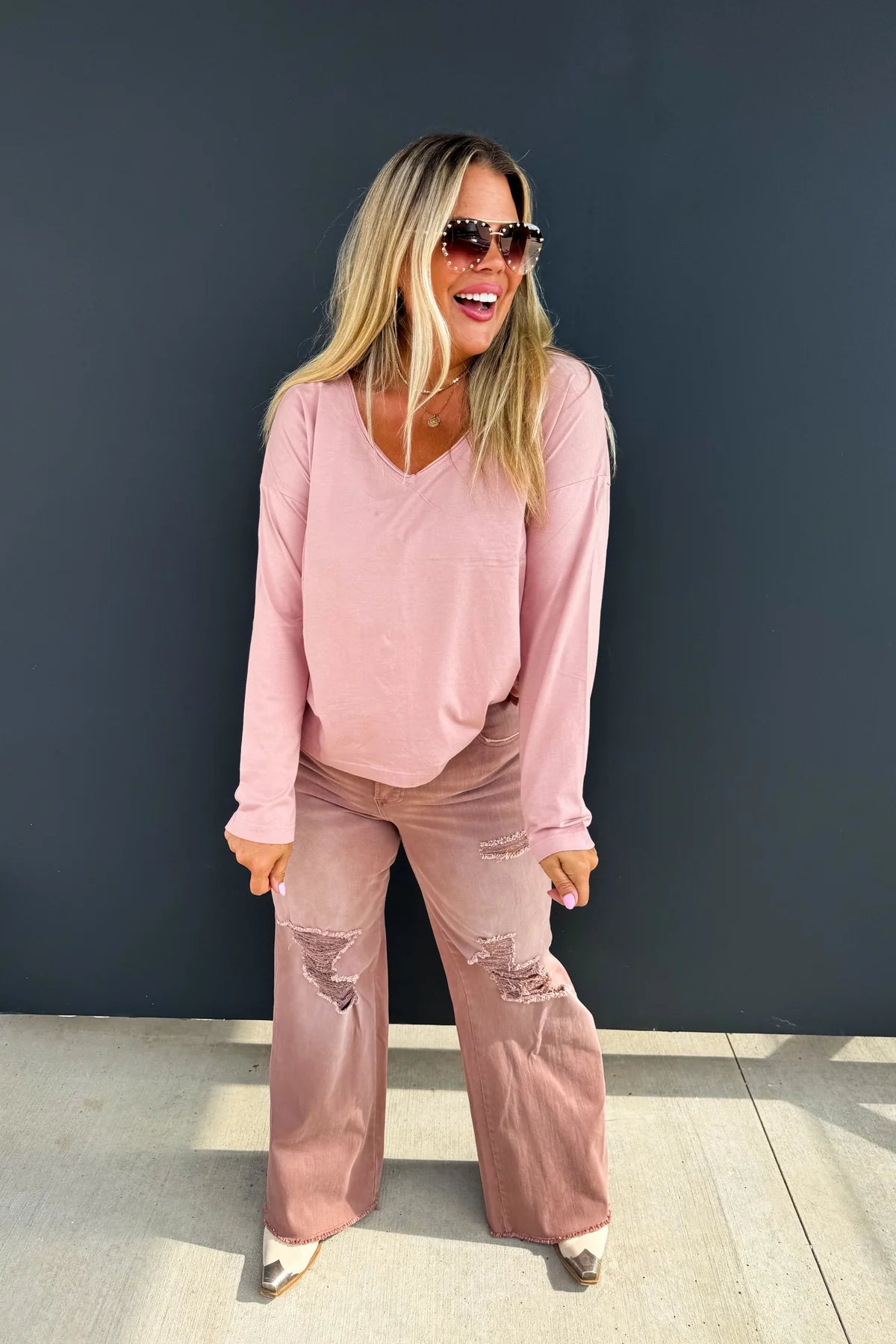 MAUVE PARKER BASIC WASHED TEE
