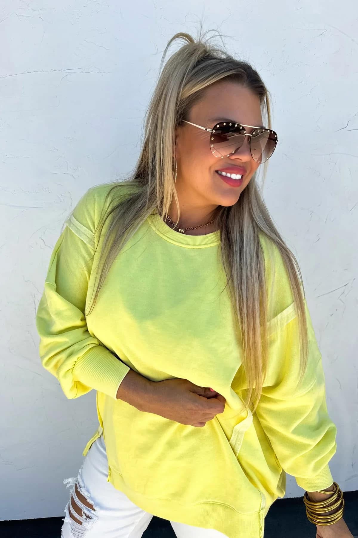 YELLOW BRIGHT COLORS CLASSIC CREW PULLOVER