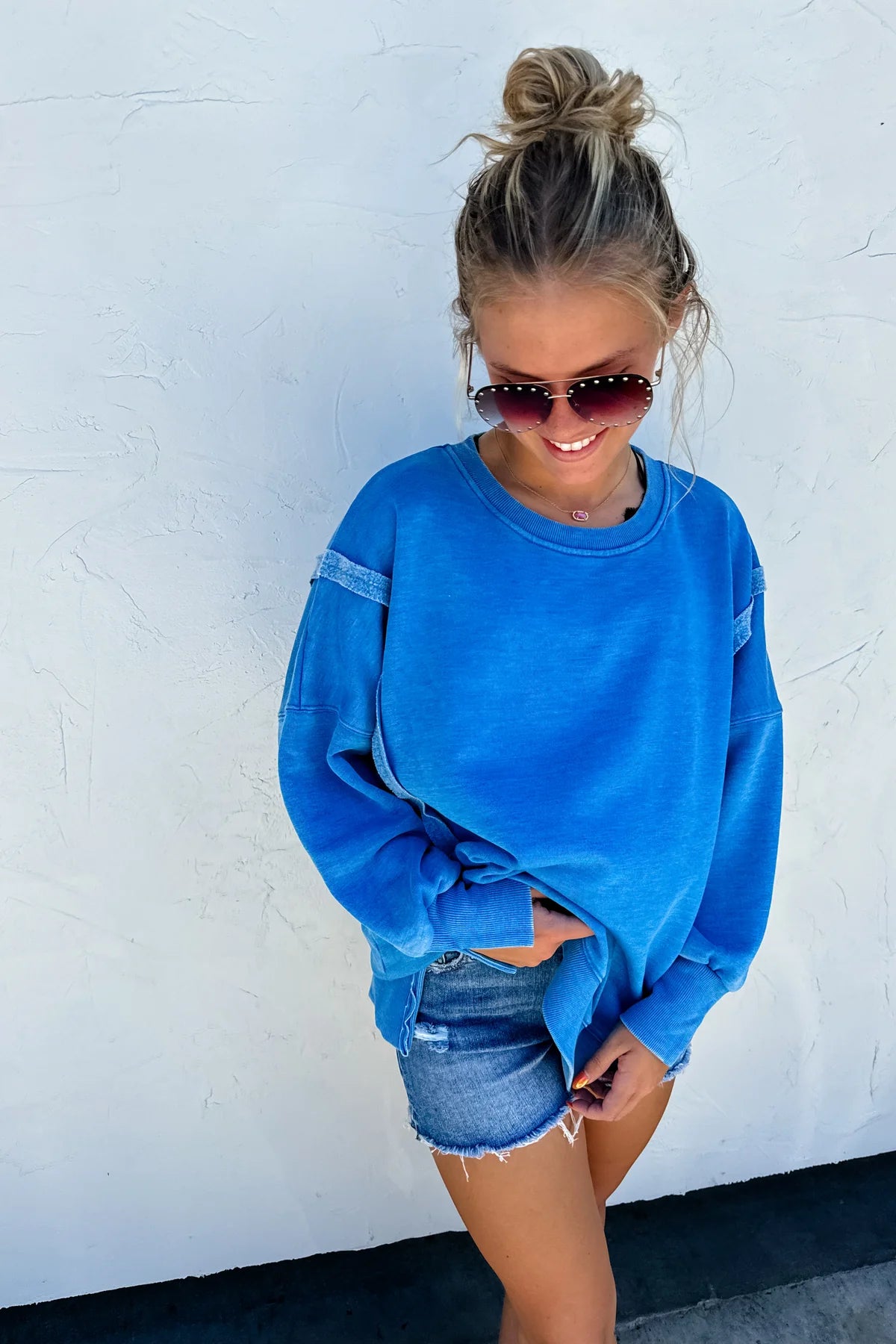 BLUE BRIGHT COLORS CLASSIC CREW PULLOVER