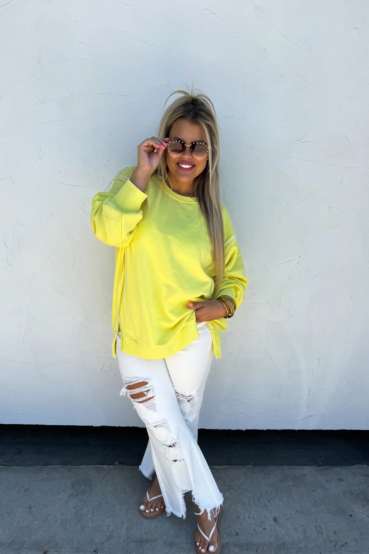 YELLOW BRIGHT COLORS CLASSIC CREW PULLOVER