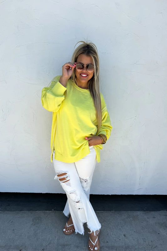 YELLOW BRIGHT COLORS CLASSIC CREW PULLOVER