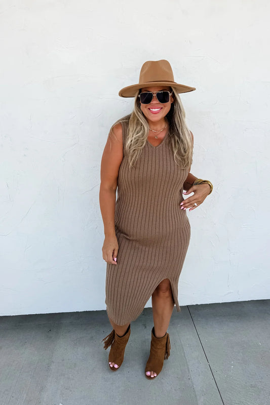BROWN LIVVY SWEATER DRESS