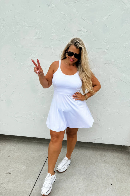 WHITE SWING OF THINGS SKORT DRESS