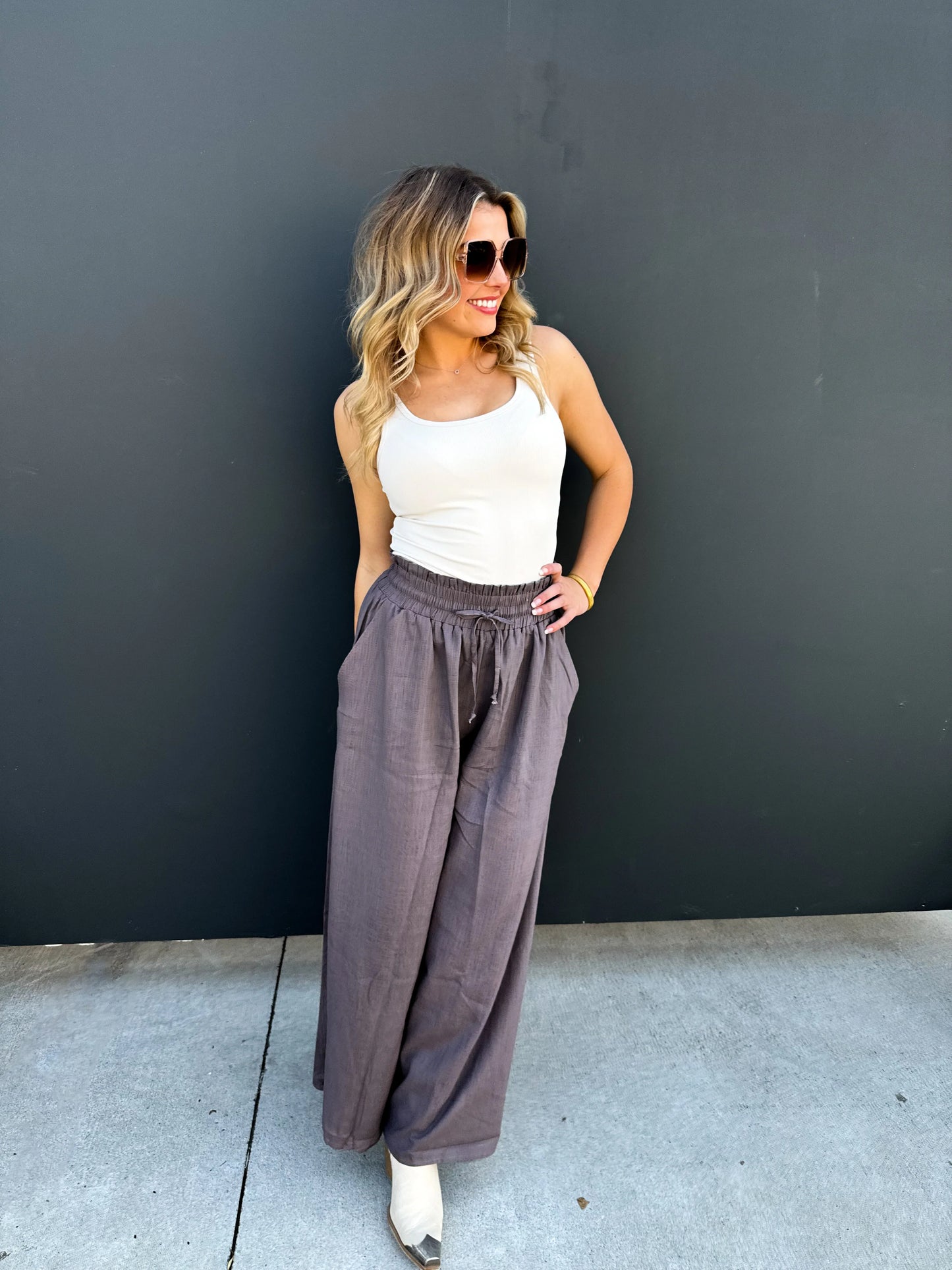 SLATE GREY JOHANNA LINEN PANTS