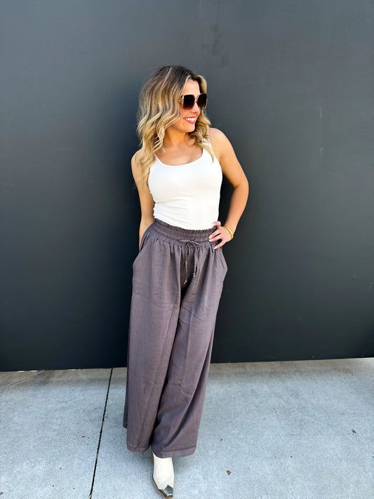 SLATE GREY JOHANNA LINEN PANTS