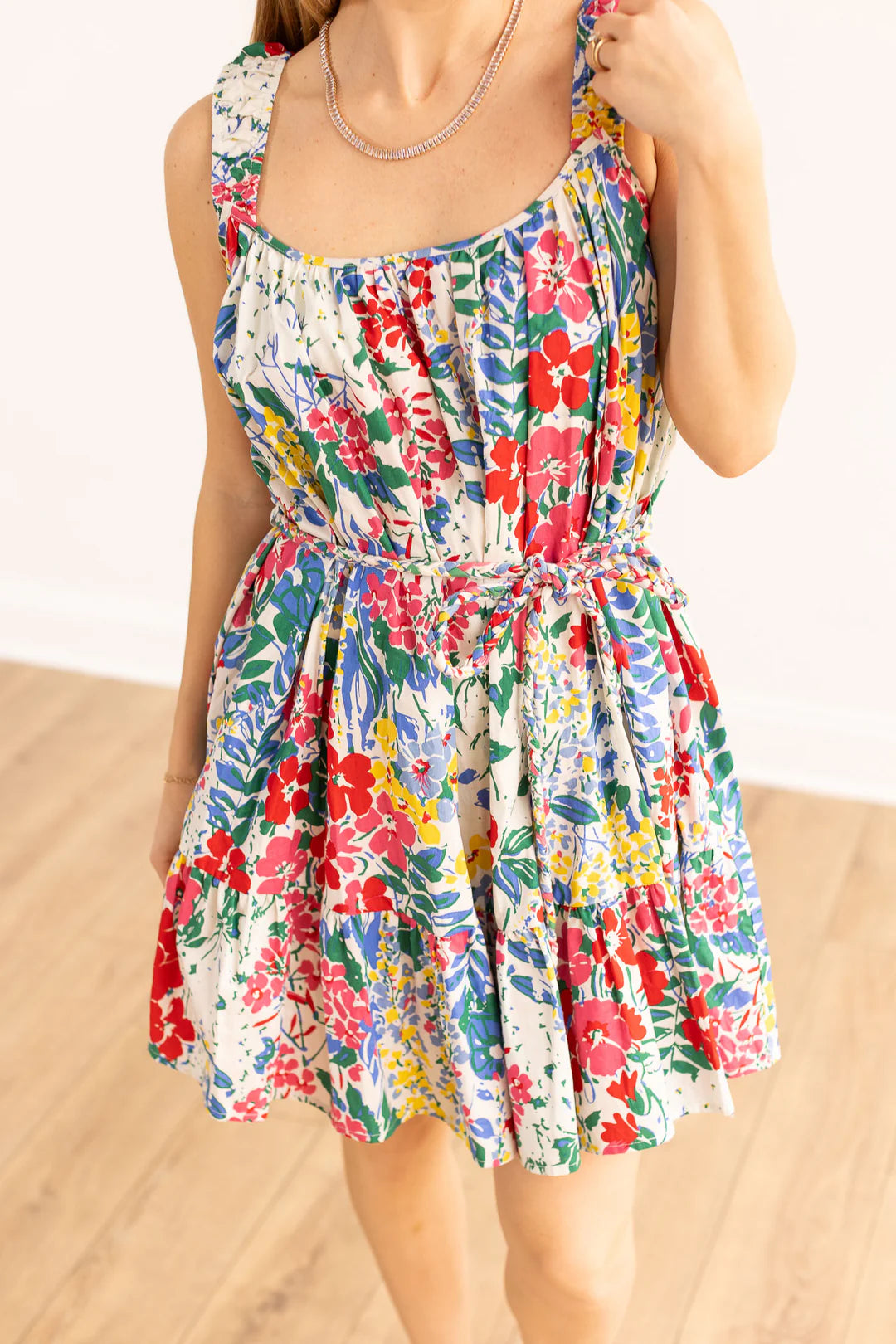 IRIS BELTED FLORAL DRESS