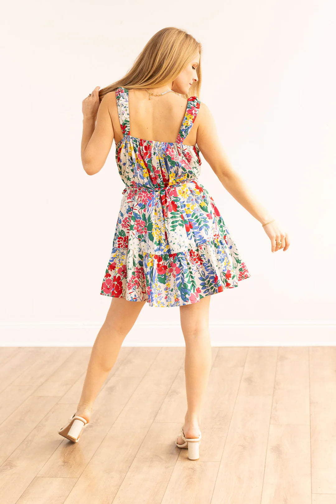 IRIS BELTED FLORAL DRESS