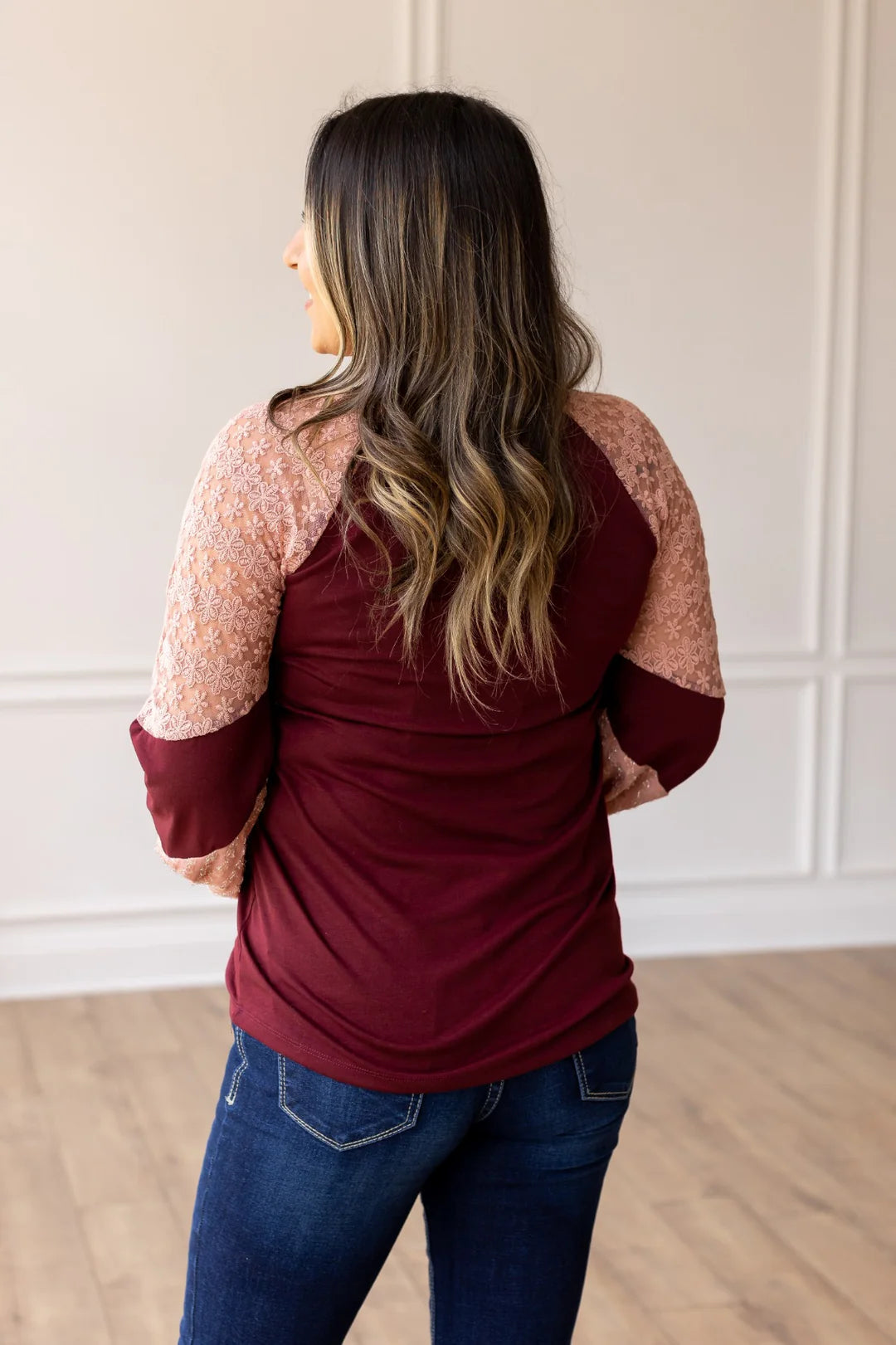 BERRY BLUSH LACE FUSION TOP