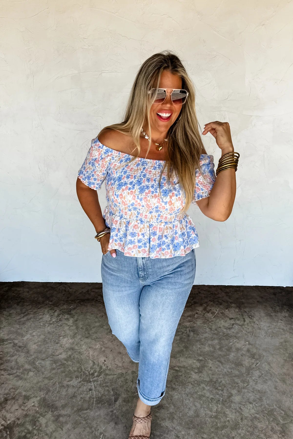 ESSIE FLORAL SMOCKED TOP