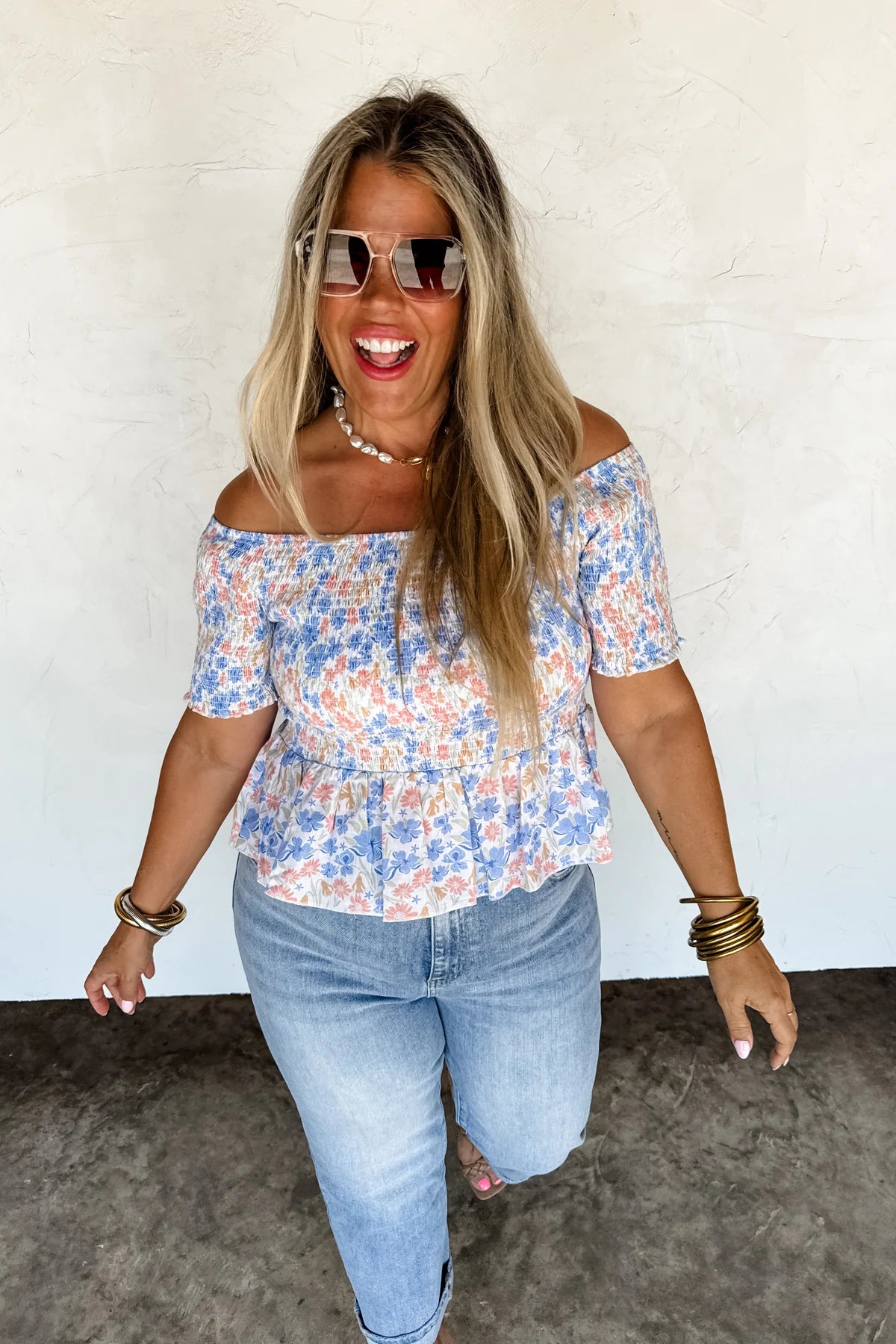 ESSIE FLORAL SMOCKED TOP