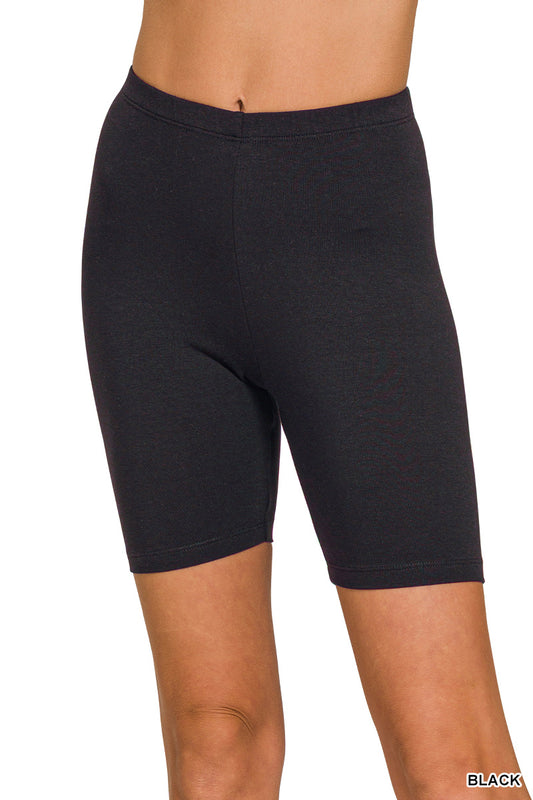 PREMIUM COTTON BLACK BIKER SHORTS