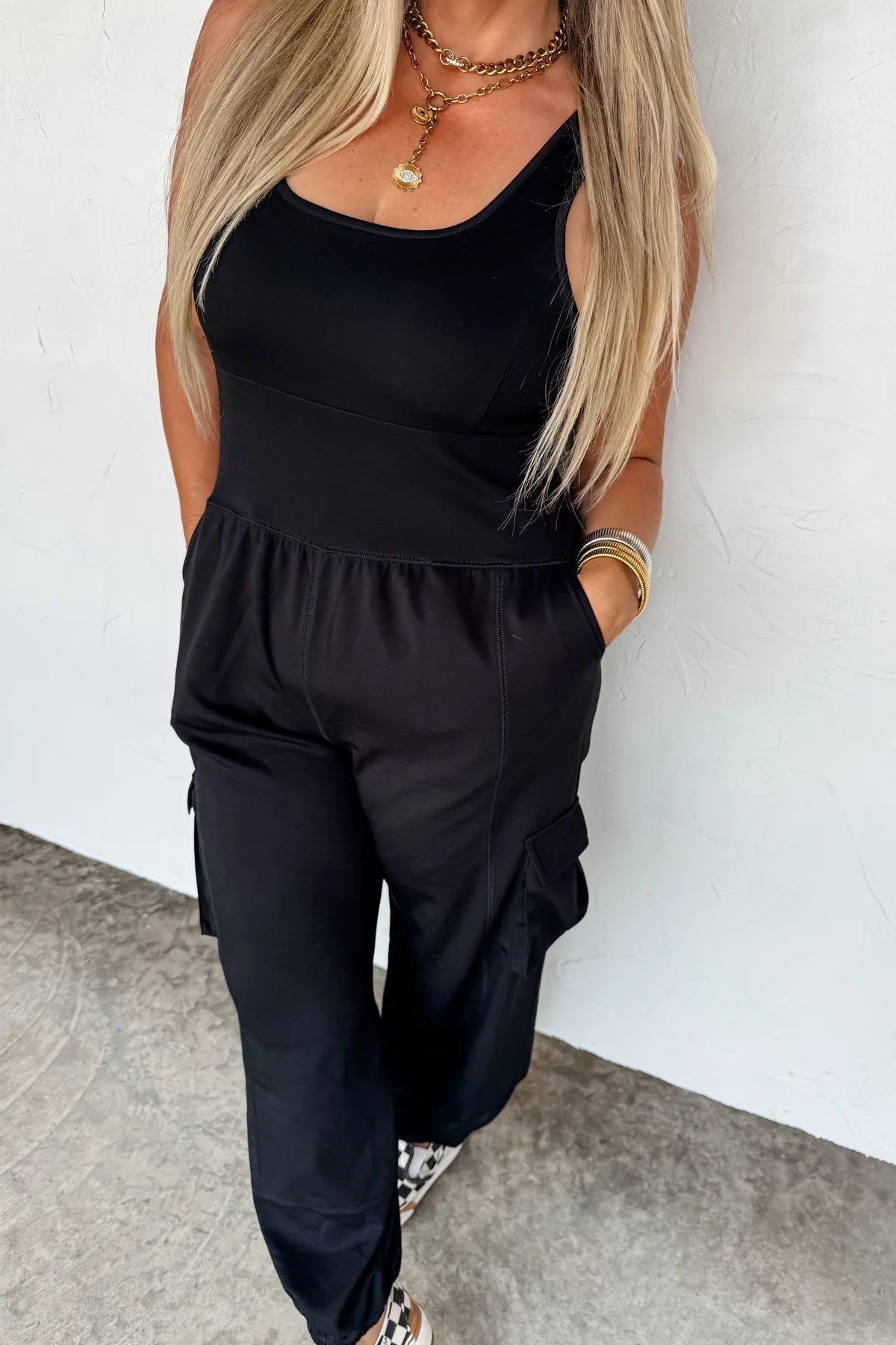 BLACK ALL SET TANK ROMPER