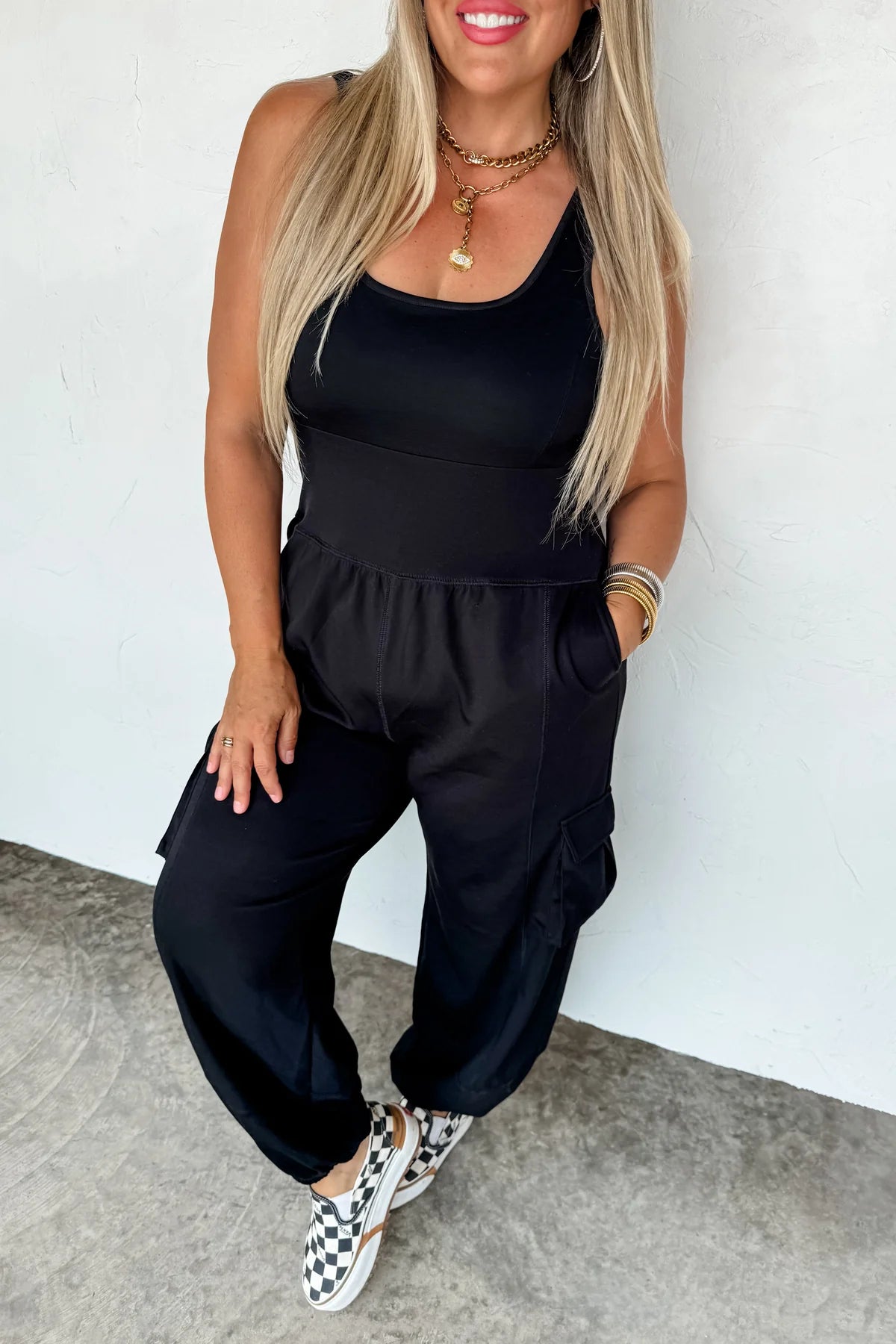 BLACK ALL SET TANK ROMPER